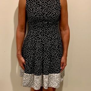 Ralph Lauren Black with white Polka Dot Sleeveless Midi Dress Size 10